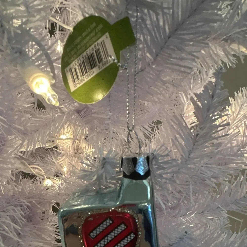 Ashland Glass Flip Phone Ornament Christmas Hanging Silver Black Red